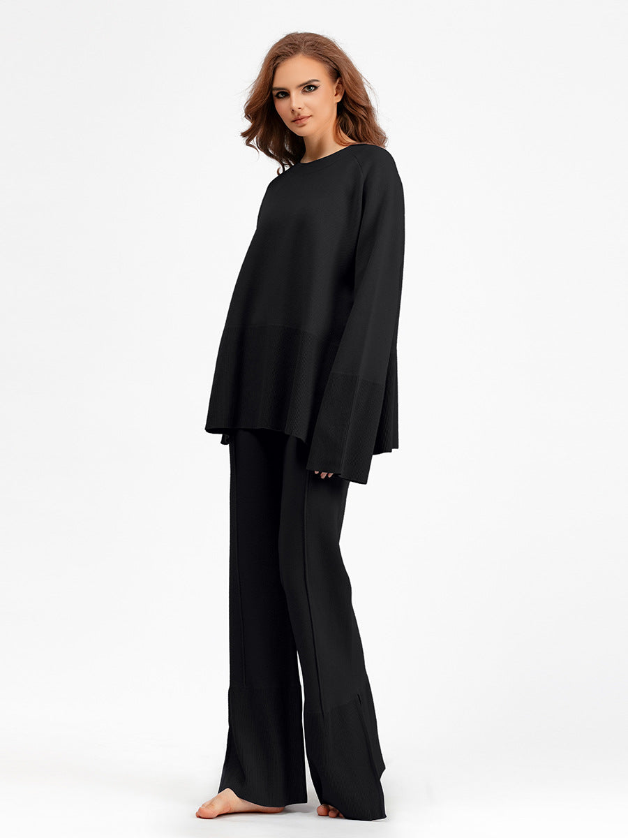 2+ Round Neck Side Split Knit Sets