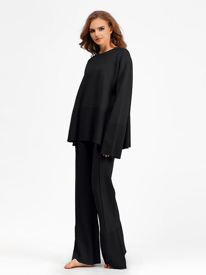 2+ Round Neck Side Split Knit Sets