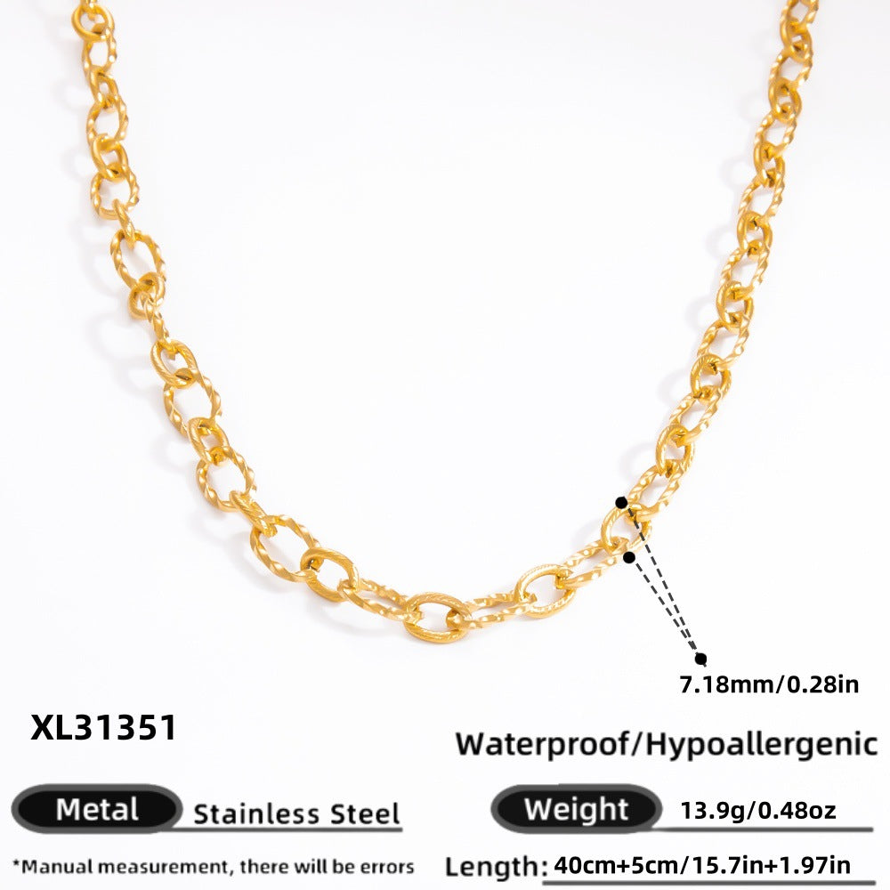 Geometric Stainless Steel 18k Gold Plated Layered Necklace for Women