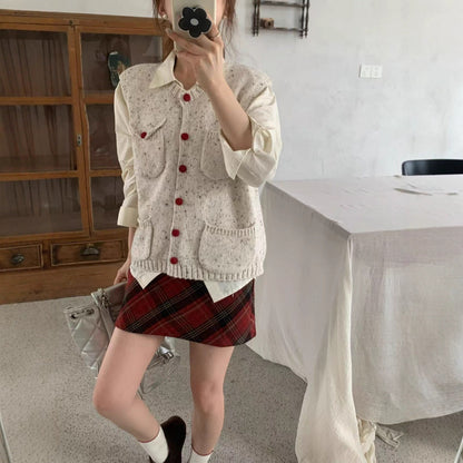 Knitted Vest For Women Solid Color Lightweight Cardigan