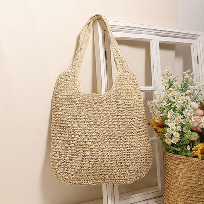 Trendy Woven Tote Bag Casual Chic Handbag