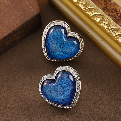 Heart-Shaped Resin Earrings Elegant Retro Style