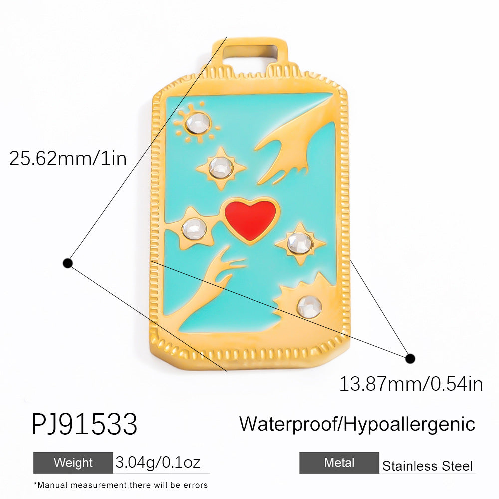Fashionable Punk Tarot Card Pendant with Stars, Mermaid, and Heart Design