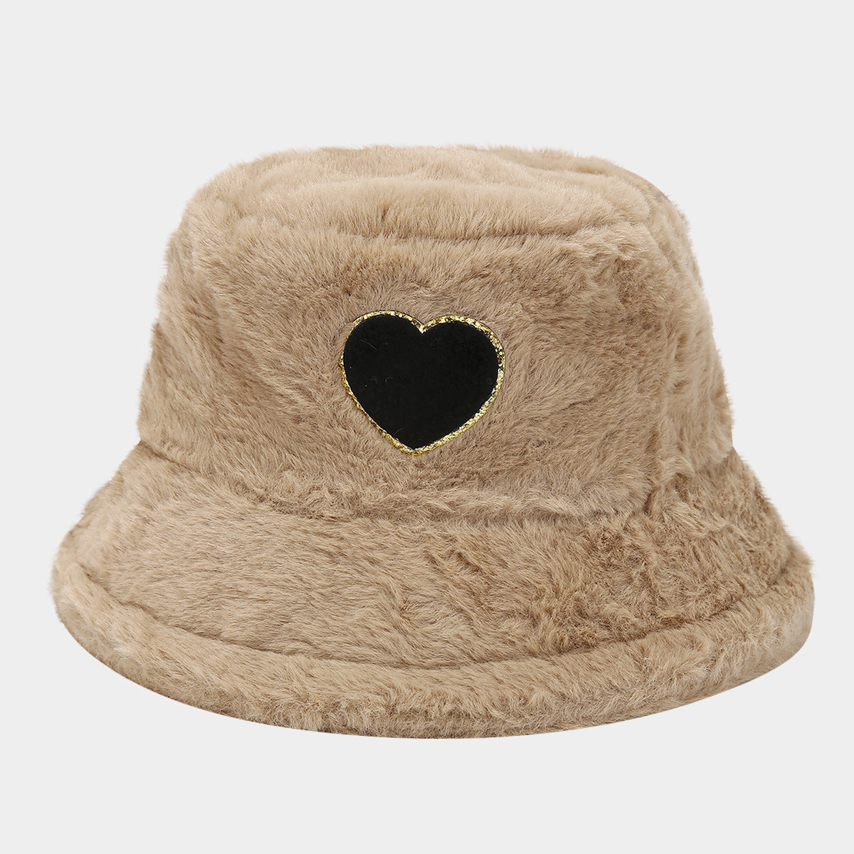 Cute Heart Print Fuzzy Thermal Bucket Hat