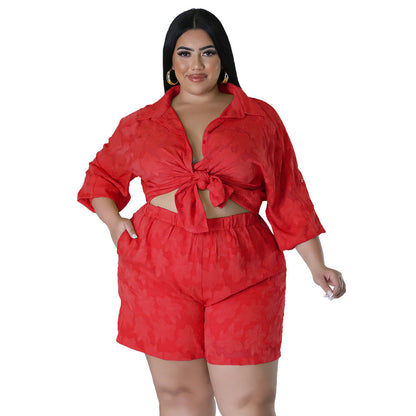 Amazon-Style Hollow Chiffon Two-Piece Outfit Set