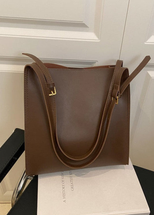 Structured PU Leather Tote With Shoulder Strap