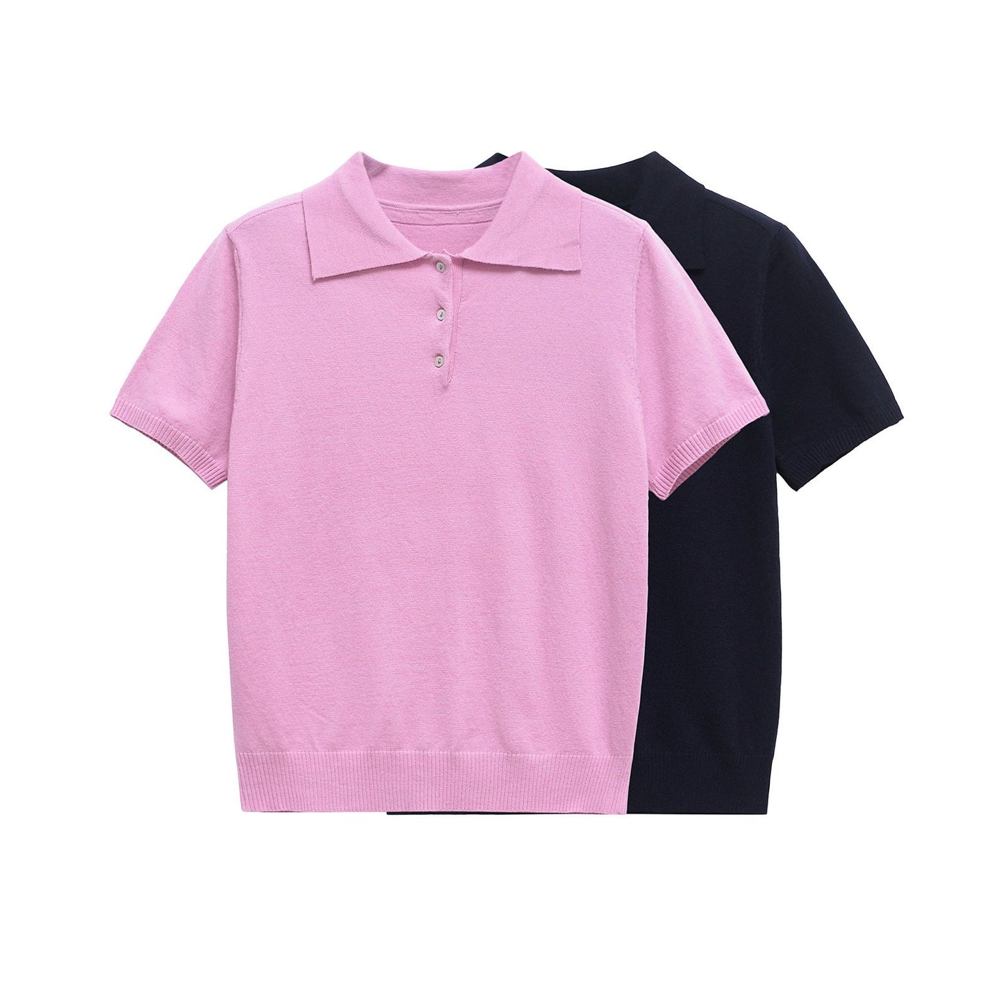 Casual Short Sleeve Plolo Collar Tops