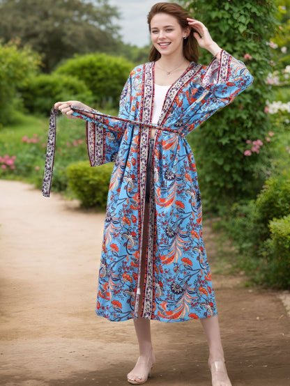 New Blouse Summer Cotton Printing Thin Blouse Bikini Summer Sunscreen Blouse Boho Kimono