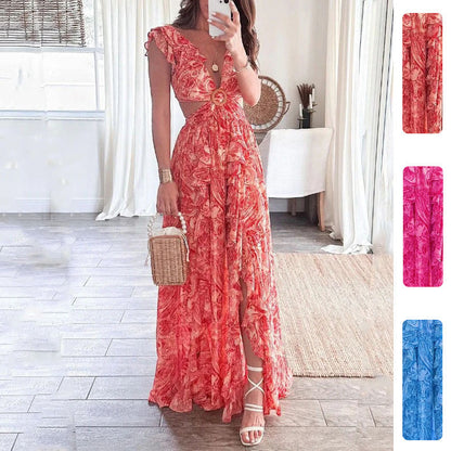 Sexy Hollow Out A-Line Dress Casual Women's Dress