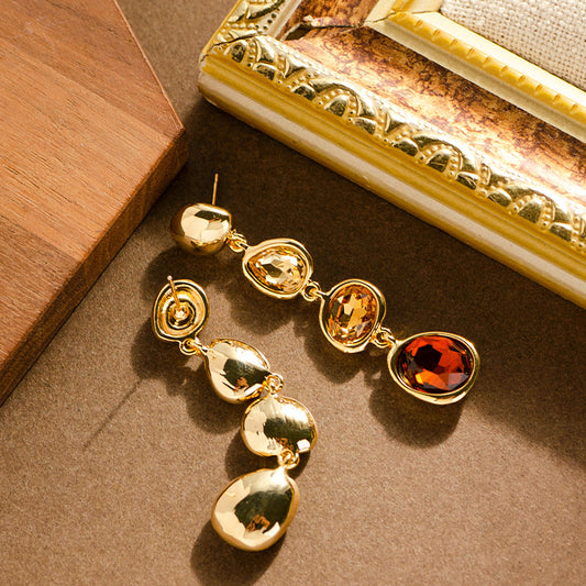 Colorful Crystal Tassel Earrings With Silver Needle For Women