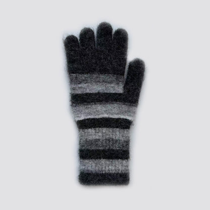 Rainbow Striped Knit Gloves Warm Casual Wool Blend Mittens