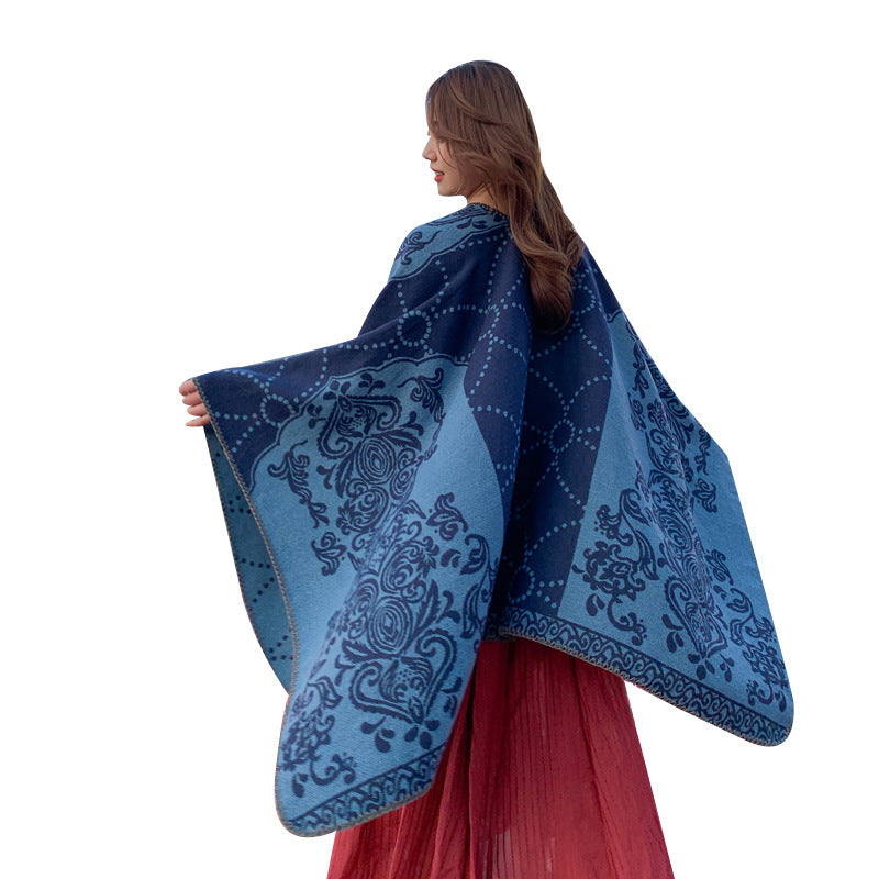 Tibetan Summer Cloak Shawl Scarf Dual-Use Female Thickened Warm Air-Conditioned Room Shawl Outside The Cloak