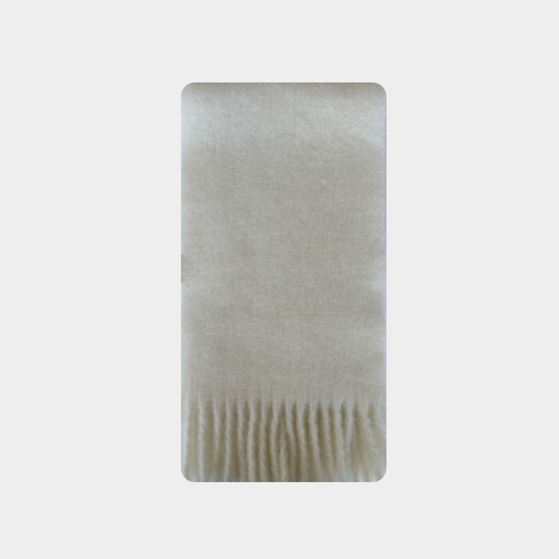 Winter Solid Color Soft Tassel Wool Blend Scarf