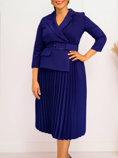 Elegant Blazer Dress With Pleats For Women