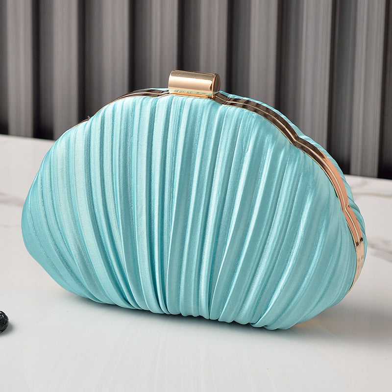 Shell-Shaped Clutch Evening Bag with Ruffles