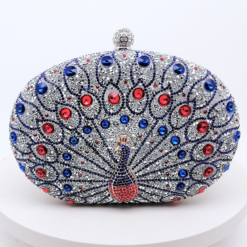 Vintage Peacock Rhinestone Evening Bag Elegant Party Purse