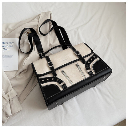 British Style Backpack Chic PU Shoulder Tote Bag