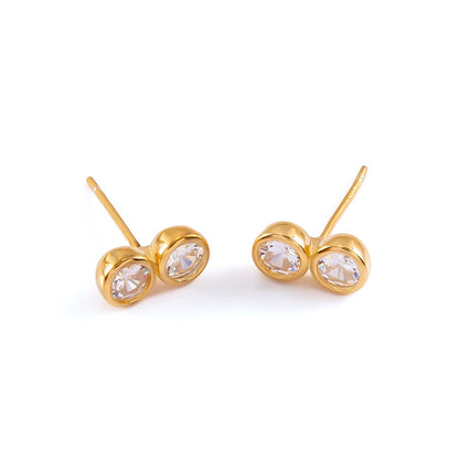Geometric Diamond Stud Earrings 925 Sterling Silver Lightweight Luxury