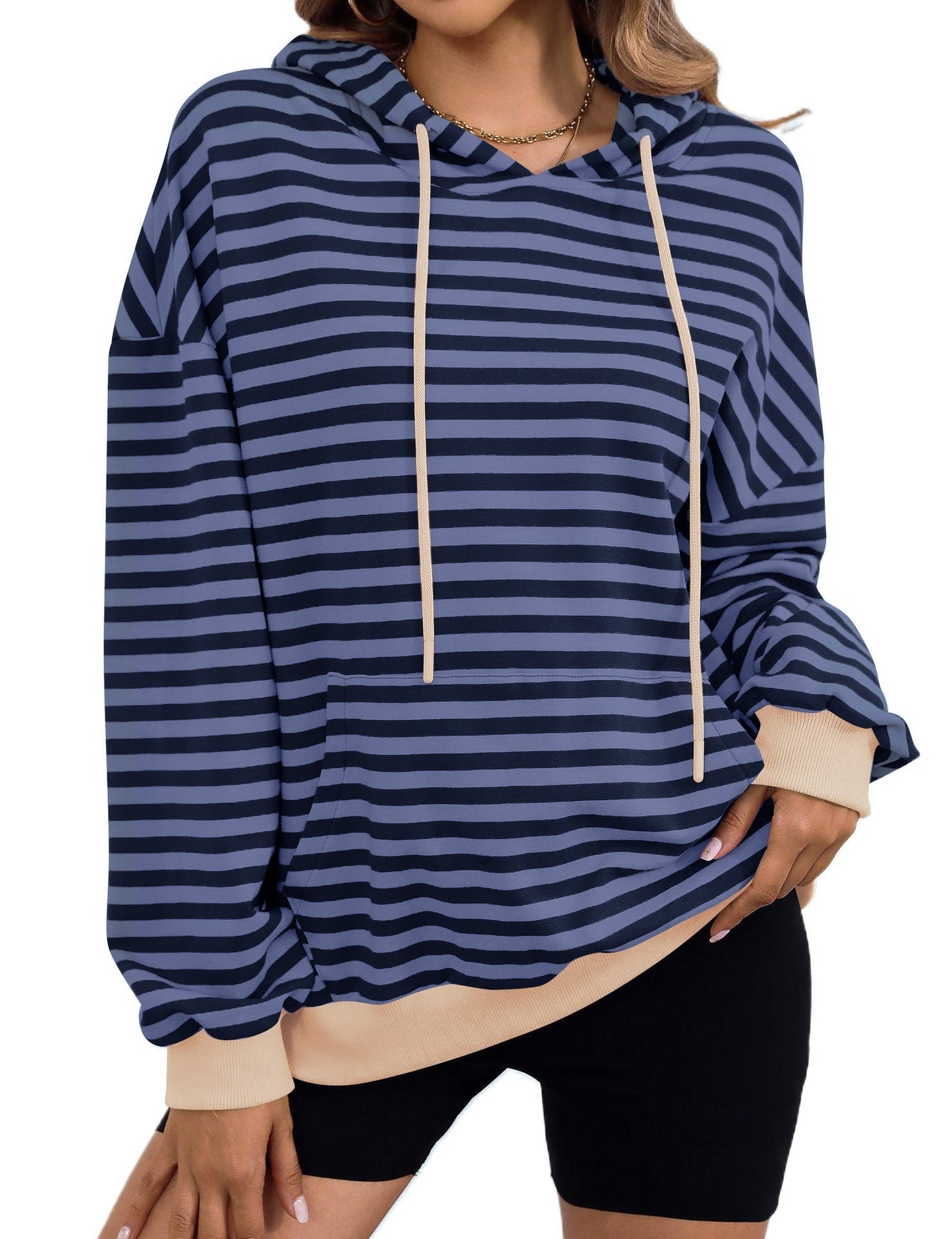 Color Block Striped Hooded Hoodies