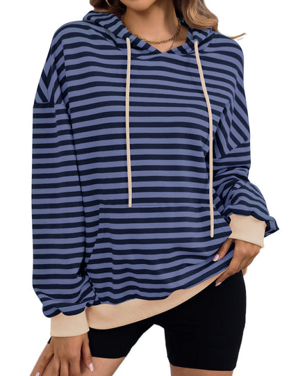 Color Block Striped Hooded Hoodies