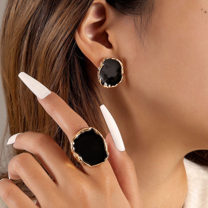 Geometric Alloy Adjustable Ring Vintage Style Jewelry