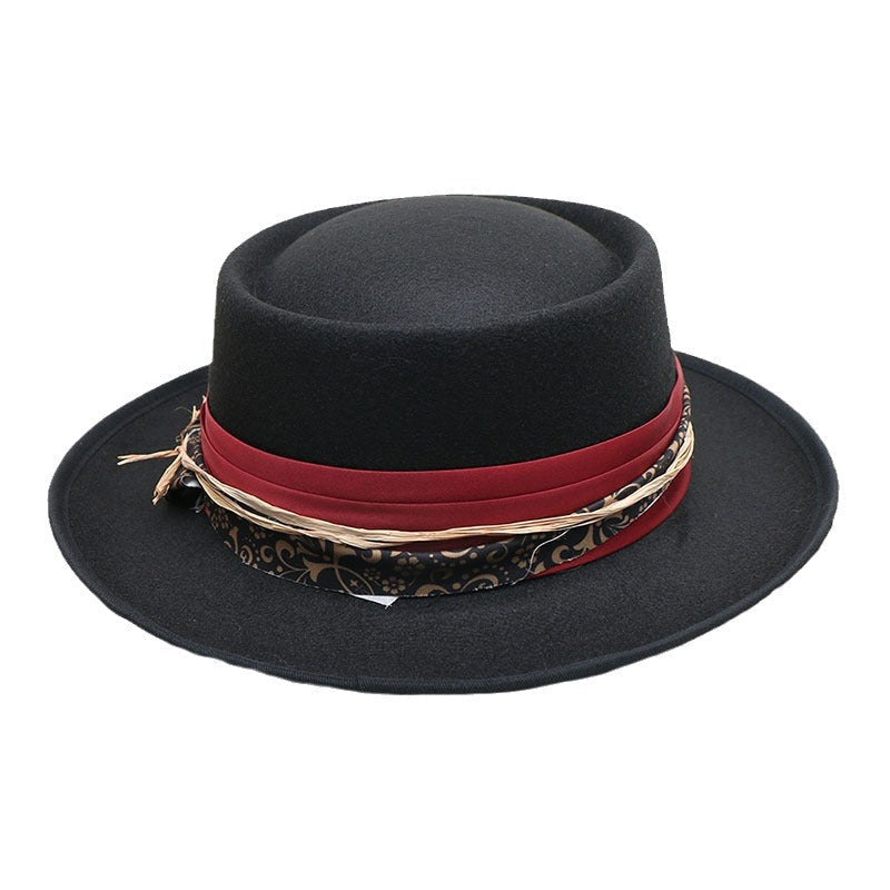 Elegant Black Wool Felt Fedora Hat for Women
