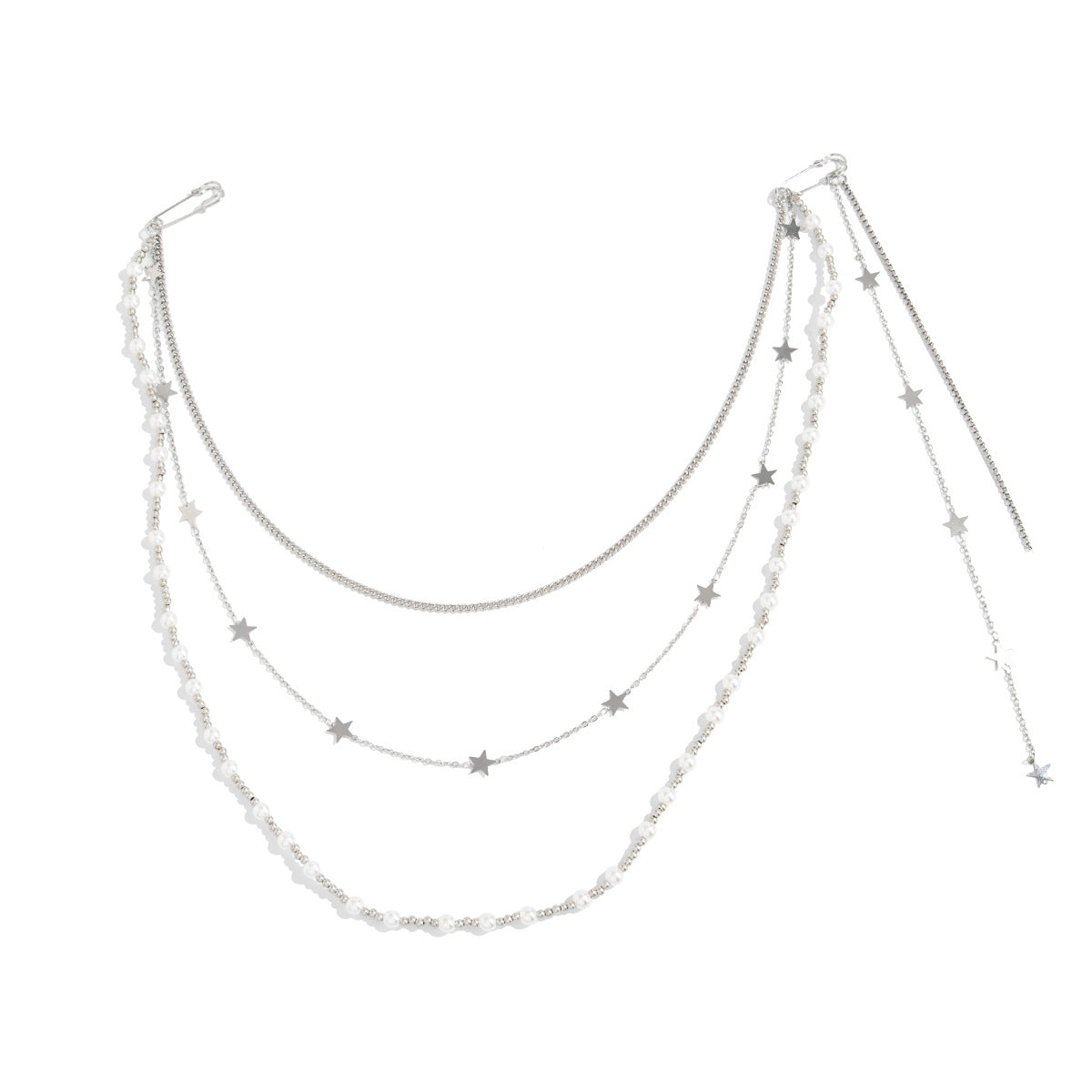 Creative Imitation Pearl Tassel Brooch Chain Pin Stylish Ins Star Pendant