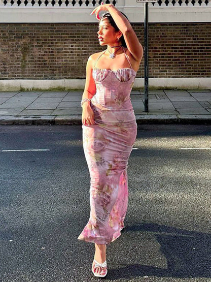Stylish Floral Printed Strapless Mini Dress