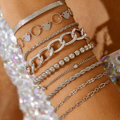 Vintage Geometric Open-Cuff Gold Bracelet Set