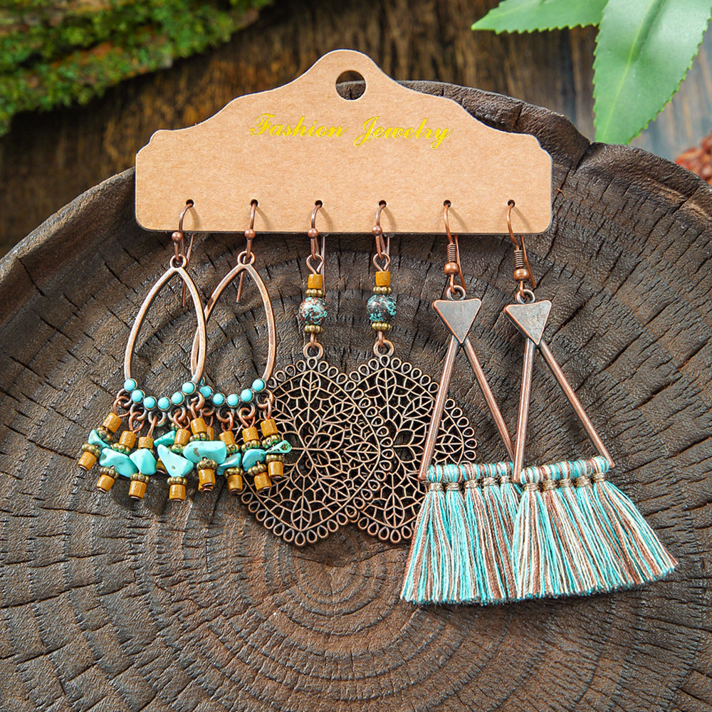 Fashion Tassel Earrings Set for Women - Vintage Style