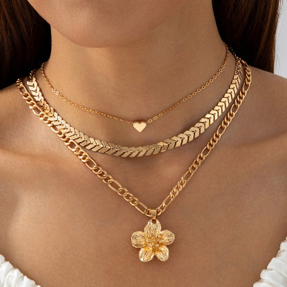 Geometric Layered Necklace With Tassel Pendant For Women