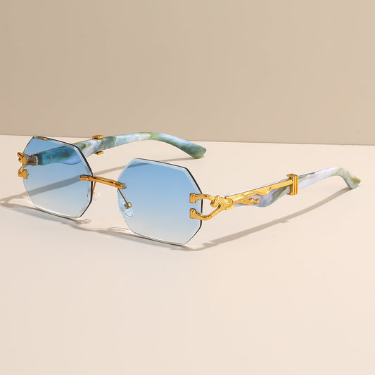Trendy Square Frame Sunglasses With Leopard Print Edge