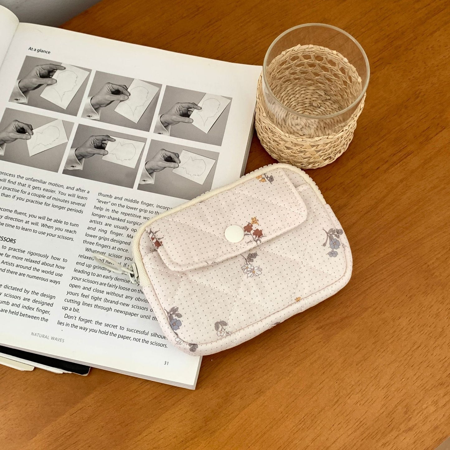 Multi-Functional Quilted Card Holder with Floral Print