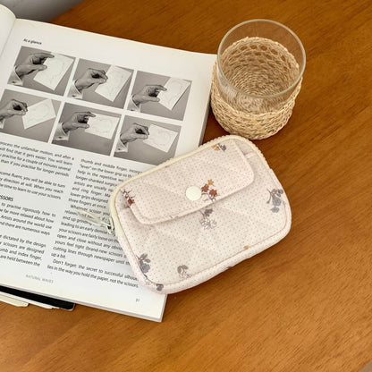 Multi-Functional Quilted Card Holder with Floral Print