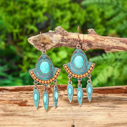 Bohemian Style Tassel Drop Earrings Vintage Zinc Alloy Jewelry