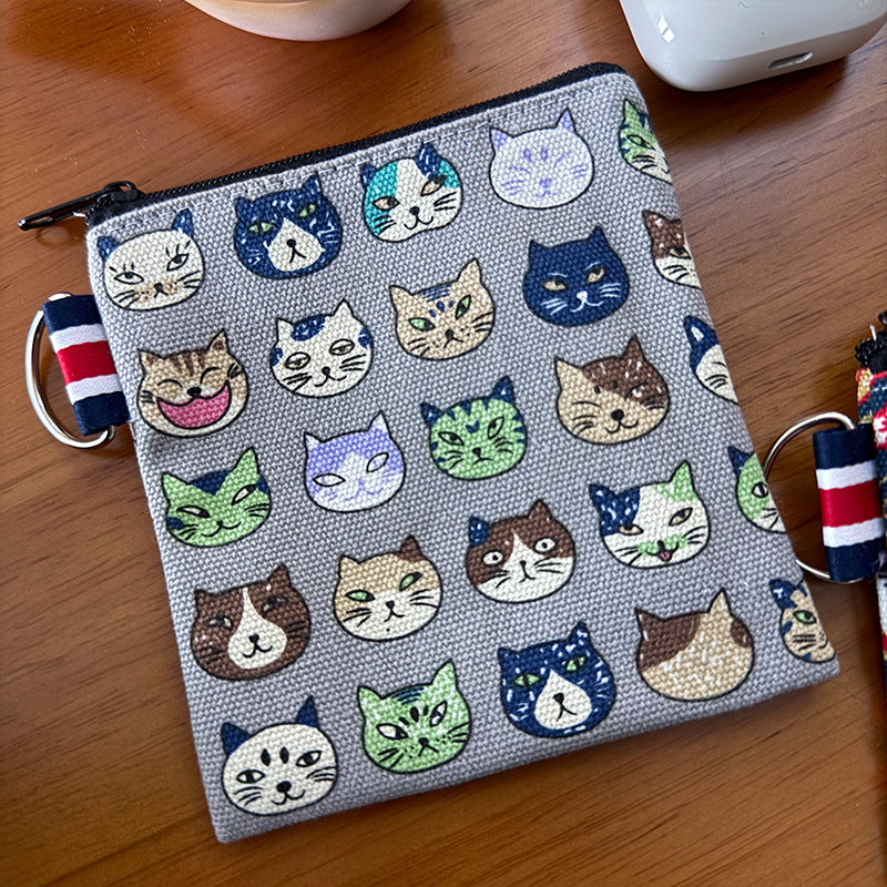 Cute Canvas Travel Coin Purse Keychain Wallet