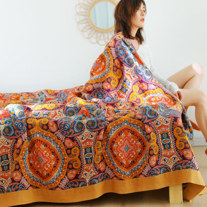 National Wind Cotton Air Conditioning Towel Blanket With Five Layers Of Gauze Soft Summer Cool Blanket