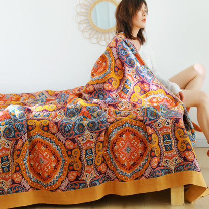 National Wind Cotton Air Conditioning Towel Blanket With Five Layers Of Gauze Soft Summer Cool Blanket