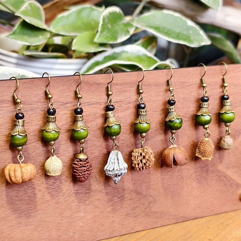 Bohemian Leaf Design Alloy Earrings with Natural Elements
