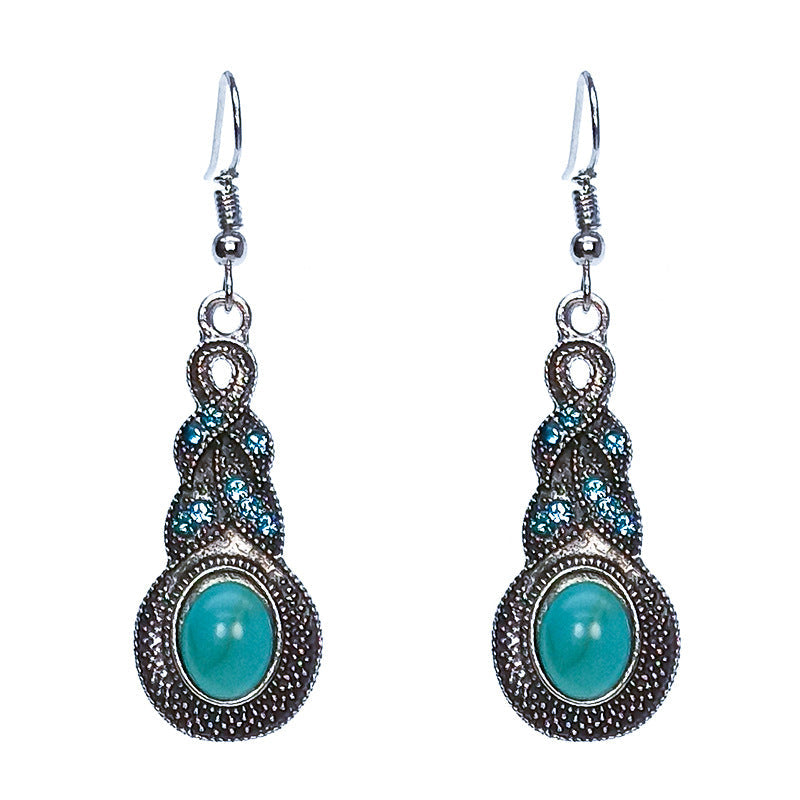 Bohemian Turquoise Earrings Vintage Style Geometric Alloy Earrings