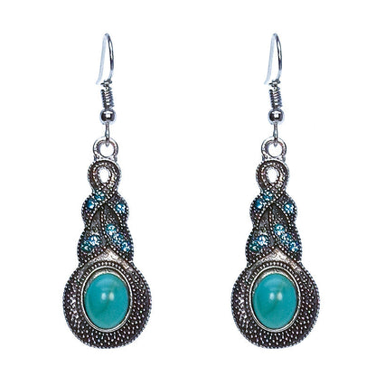 Bohemian Turquoise Earrings Vintage Style Geometric Alloy Earrings