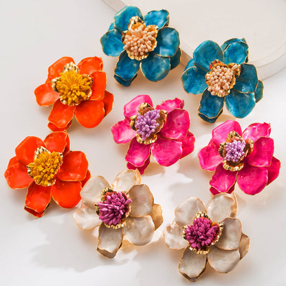 Elegant Vintage Camellia Flower Earrings Luxury Style
