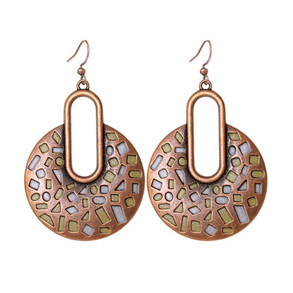 Bohemian Style Geometric Earrings Set with Hollow Design and Tassels