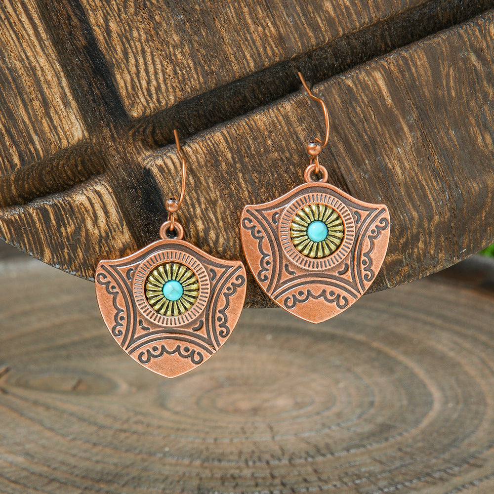 Bohemian Vintage Brown Earring Set Geometric Tassel Earrings