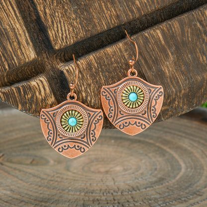 Bohemian Vintage Brown Earring Set Geometric Tassel Earrings