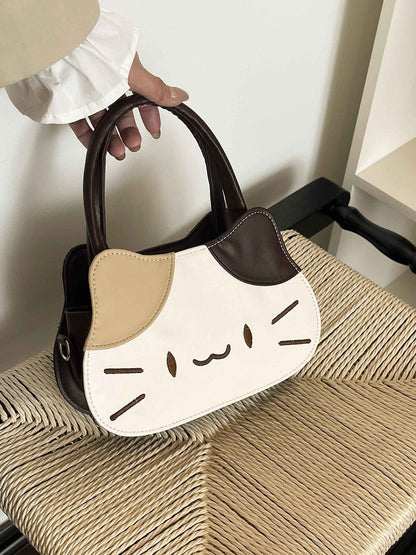 Cute Cat Pattern Casual Tote Bag Stylish Shoulder Bag