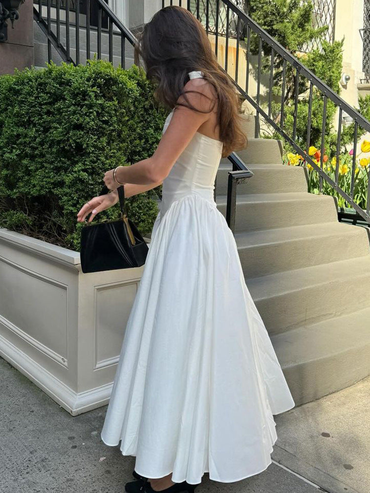Deep V Lace Hollow-Out Maxi Dress Elegant Casual Dress