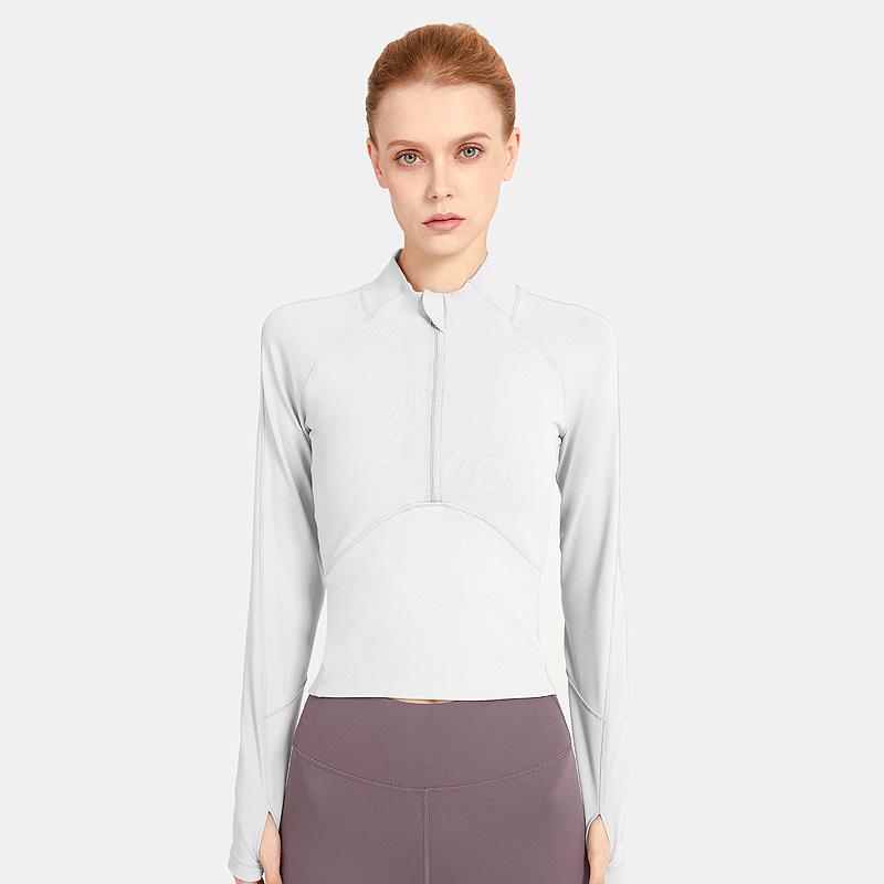 Fitness Yoga Wear Women'S Stand-Up Collar Zipper Slim Long Sleeve Outdoor Running Breathable Quick-Drying Sports Yoga Top