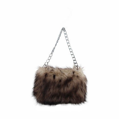 Fluffy Leopard Print Shoulder Evening Bag