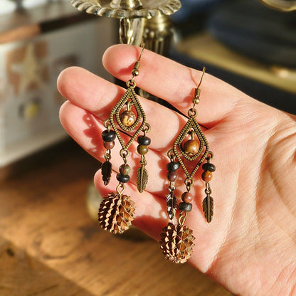 Handcrafted Vintage Geometric Feather Earrings Bohemian Style